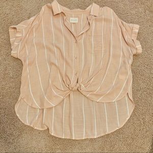 Flowy Short Sleeve Pink Button Up American Eagle